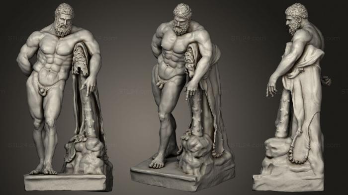 Statues antique and historical (Farnese Hercules by Glykon Museo Archeologico Nazionale Naples, STKA_1632) 3D models for cnc