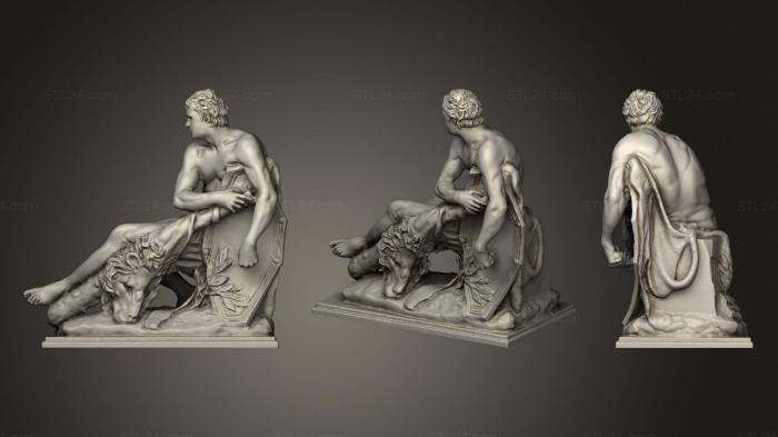 Статуи античные и исторические (Человек и Лев, STKA_1648) 3D модель для ЧПУ станка