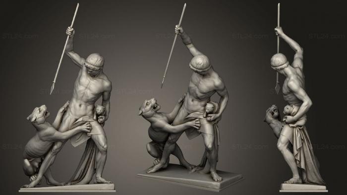 Статуи античные и исторические (Охотник На Пантеру Йенс Адольф Джерихау Датская Национальная галерея Копенгаген, STKA_1744) 3D модель для ЧПУ станка