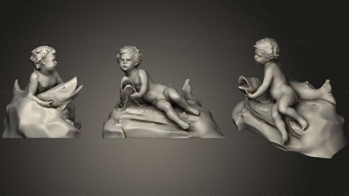 Statues antique and historical (Baby and fish, STKA_1759) 3D models for cnc