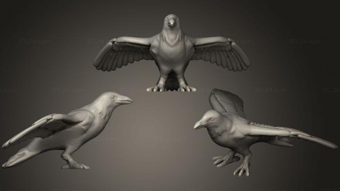 Bird figurines (Crow Open Wings Large Size Remix, STKB_0162) 3D models for cnc