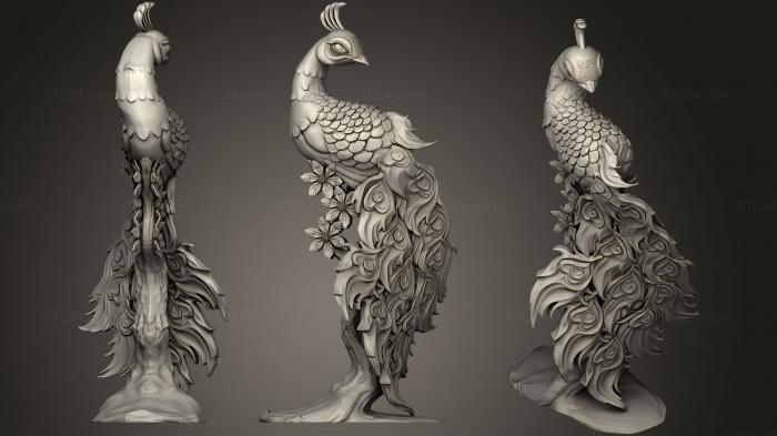 Bird figurines (Peacock (Not For Support Printing), STKB_0183) 3D models for cnc