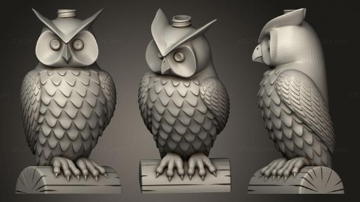 Bird figurines (Lampe hibou, STKB_0201) 3D models for cnc