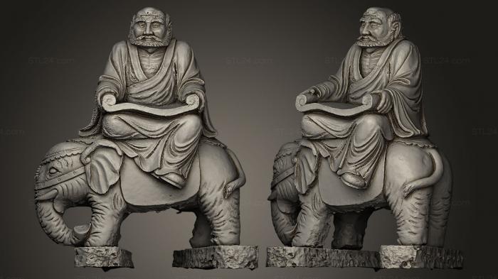 Статуэтки Будда (Буддийская статуя на слоненке, STKBD_0010) 3D модель для ЧПУ станка