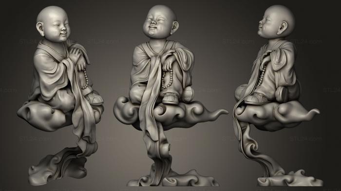 Статуэтки Будда (Маленький монах сидит на облаке, STKBD_0012) 3D модель для ЧПУ станка