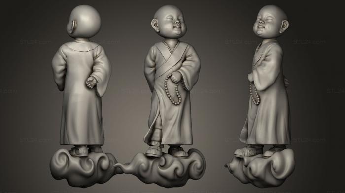 Buddha figurines (Little Monk staying on the cloud, STKBD_0013) 3D models for cnc
