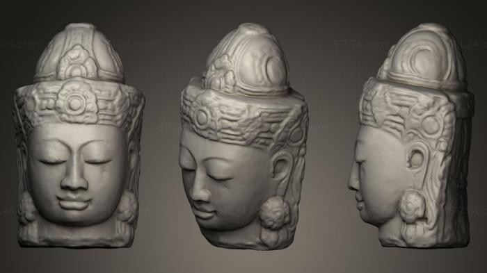 Stone Buddha Head with eyes closed