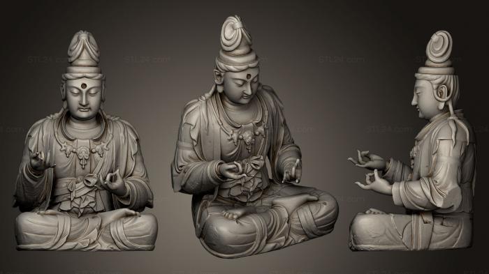 Статуэтки Будда (Сидящий бодхисаттва Гуаньинь, STKBD_0058) 3D модель для ЧПУ станка