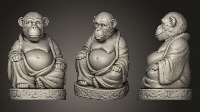 Статуэтки Будда (Обезьяна Будда (Исправлена) (Коллекция животных), STKBD_0165) 3D модель для ЧПУ станка