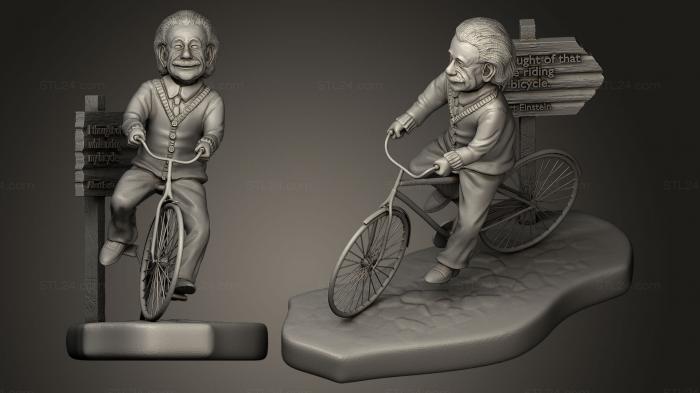 Статуэтки известных личностей (Альберт Эйнштейн на велосипеде, STKC_0127) 3D модель для ЧПУ станка