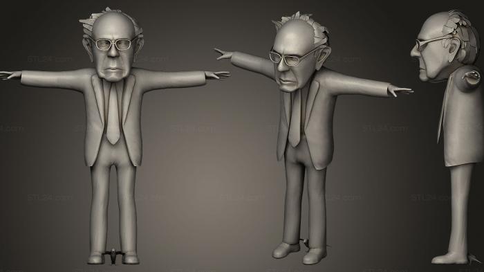 Statues of famous people (Bernie with bird animation, STKC_0151) 3D models for cnc