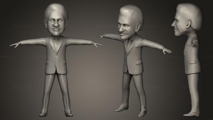 Statues of famous people (Bill Clinton caricature Animated, STKC_0152) 3D models for cnc