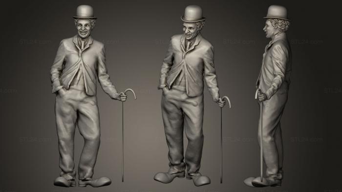 Статуэтки известных личностей (Чарли Чаплин, Стоящий, STKC_0159) 3D модель для ЧПУ станка