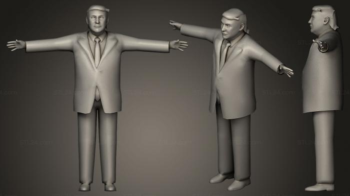 Donald Trump not rigged low poly 3D model