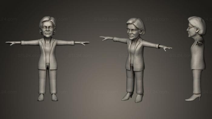 Statues of famous people (Elizabeth Warren caricatrue, STKC_0170) 3D models for cnc