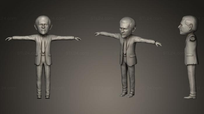 Статуэтки известных личностей (Анимированная карикатура на Джорджа Буша-младшего, STKC_0177) 3D модель для ЧПУ станка