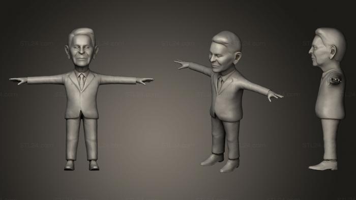 Статуэтки известных личностей (Карикатура на Рональда Рейгана, STKC_0227) 3D модель для ЧПУ станка