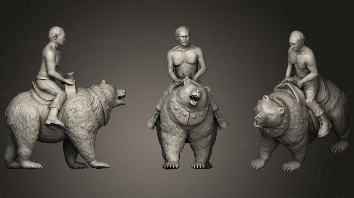 Statues of famous people (Vladimir Putin On A Bear, STKC_0318) 3D models for cnc