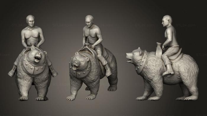 Statues of famous people (Vladimir Putin on bear, STKC_0417) 3D models for cnc