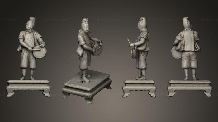 Figurines Chinese and Japanese (Japanese bronze sculpture of a war drummer, STKCH_0010) 3D models for cnc