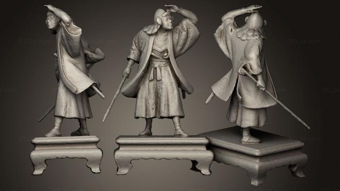 Статуэтки китайские и японские (Японская бронзовая скульптура самурая Мияо, STKCH_0022) 3D модель для ЧПУ станка