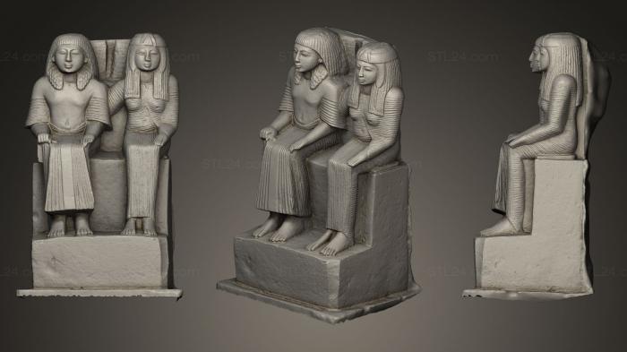 Египетские статуи и рельефы (Чиновник и его жена, STKE_0001) 3D модель для ЧПУ станка