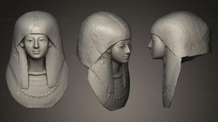 Египетские статуи и рельефы (Погребальная маска, STKE_0012) 3D модель для ЧПУ станка
