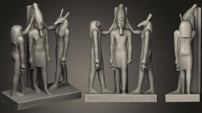Египетские статуи и рельефы (Статуя Рамзеса III с Гором и Сетом, STKE_0030) 3D модель для ЧПУ станка