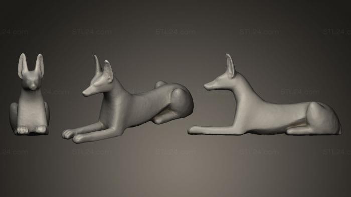 Египетские статуи и рельефы (Статуэтка Шакала, STKE_0033) 3D модель для ЧПУ станка