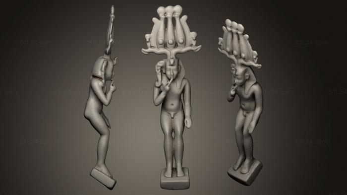 Египетские статуи и рельефы (Бог Гор Гарпократ, STKE_0041) 3D модель для ЧПУ станка