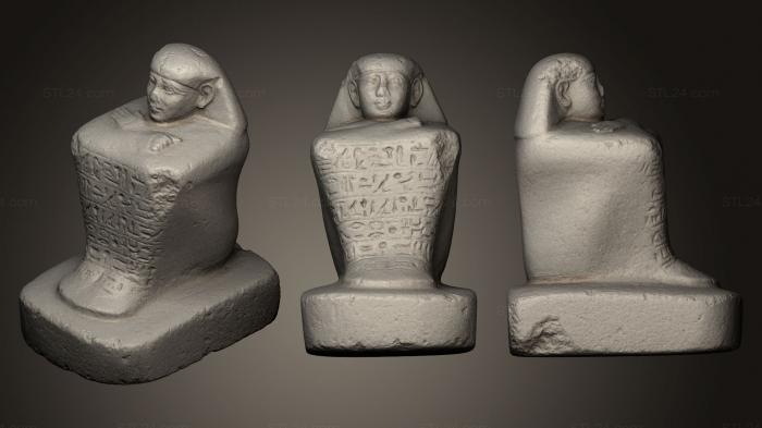 Египетские статуи и рельефы (Статуя с надписью на блоке, STKE_0047) 3D модель для ЧПУ станка