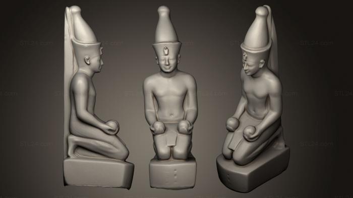 Египетские статуи и рельефы (Коленопреклоненная статуя Аменхотепа II точная копия, STKE_0049) 3D модель для ЧПУ станка