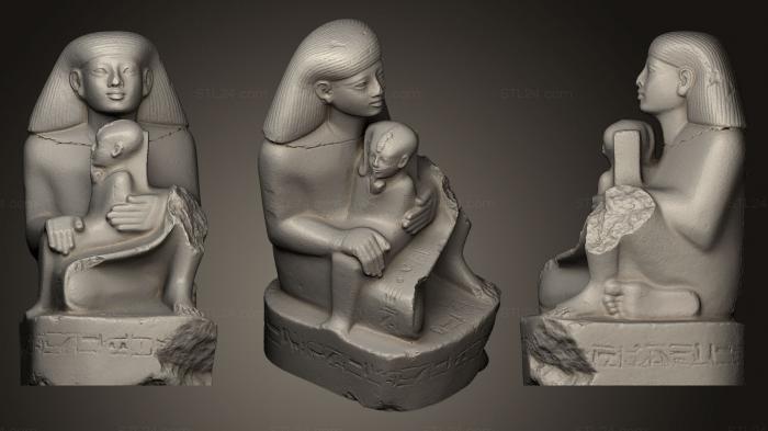 Egyptian statues and reliefs (Statue of Senenmut and Nefrure, STKE_0066) 3D models for cnc
