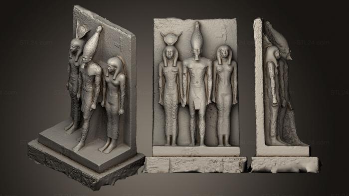 Egyptian statues and reliefs (Triad of King Menkaure, STKE_0070) 3D models for cnc