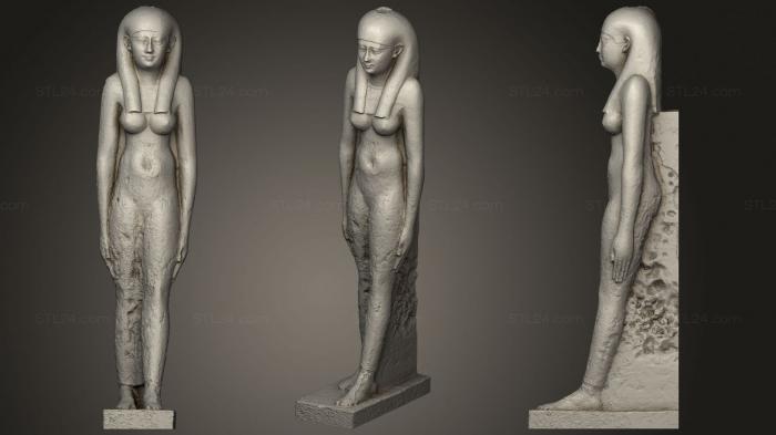 Египетские статуи и рельефы (Птолемеевская статуя женщины, STKE_0098) 3D модель для ЧПУ станка