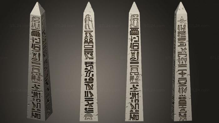 Египетские статуи и рельефы (Обелиск 03, STKE_0186) 3D модель для ЧПУ станка