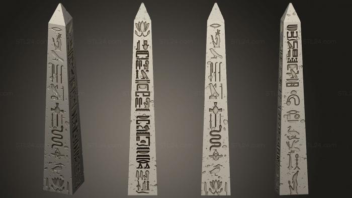 Египетские статуи и рельефы (Обелиск 07, STKE_0190) 3D модель для ЧПУ станка