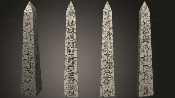 Египетские статуи и рельефы (Обелиск 15, STKE_0197) 3D модель для ЧПУ станка