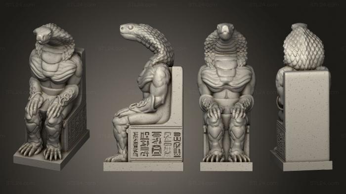 Египетские статуи и рельефы (Сидящая статуя 01, STKE_0232) 3D модель для ЧПУ станка