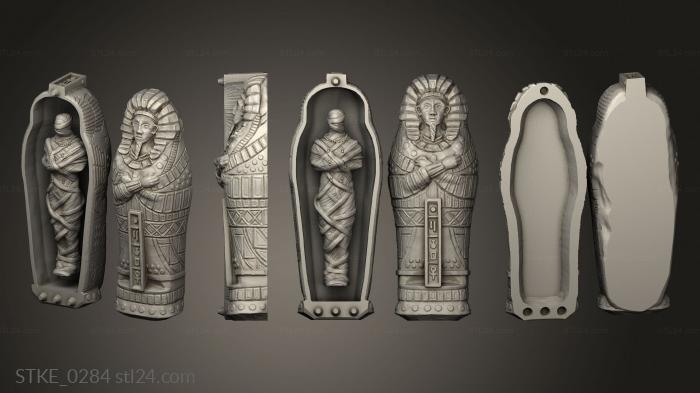 Egyptian statues and reliefs (the war wizard Pharaohs Curse Sarcophagus Mummy, STKE_0284) 3D models for cnc