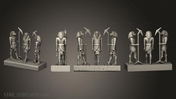 Egyptian statues and reliefs (Ancient Tomb Gate Center Wall Statues, STKE_0285) 3D models for cnc