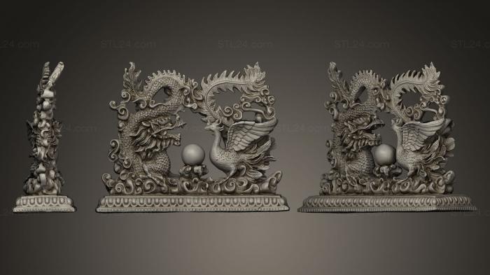 Статуэтки грифоны и драконы (Статуэтка дракона и феникса, STKG_0030) 3D модель для ЧПУ станка