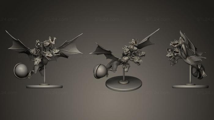Статуэтки грифоны и драконы (Семиглавый Дракон с подставкой, STKG_0053) 3D модель для ЧПУ станка