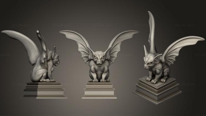 Статуэтки грифоны и драконы (Горгульи, сидящие на постаменте, STKG_0145) 3D модель для ЧПУ станка