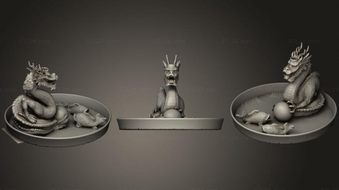 Статуэтки грифоны и драконы (Курильница для благовоний с обратным потоком рыбы-дракона (репарада), STKG_0153) 3D модель для ЧПУ станка
