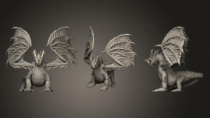 Статуэтки грифоны и драконы (Синий Дракон Для Настольной Ролевой игры диаметром 28 мм, STKG_0155) 3D модель для ЧПУ станка