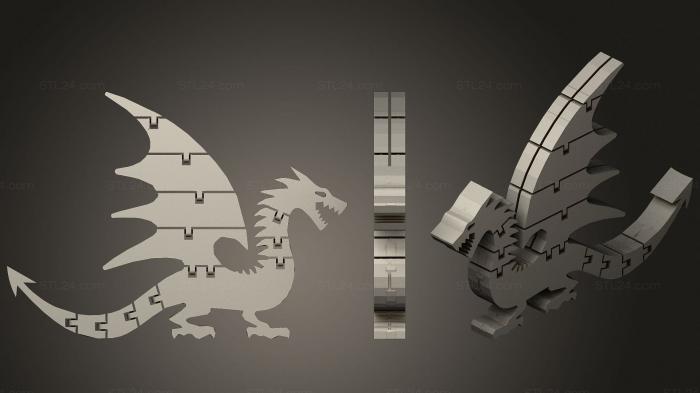 Статуэтки грифоны и драконы (Dragon articulado con dos alas, STKG_0174) 3D модель для ЧПУ станка