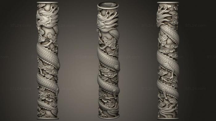 Статуэтки грифоны и драконы (Изящный спиральный столб в виде дракона, STKG_0209) 3D модель для ЧПУ станка