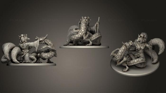 Статуэтки грифоны и драконы (Гейша и дракон, STKG_0223) 3D модель для ЧПУ станка