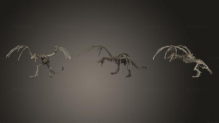 Figurines of griffins and dragons (Minecraft Skeletal Dragon Build Schematic, STKG_0234) 3D models for cnc